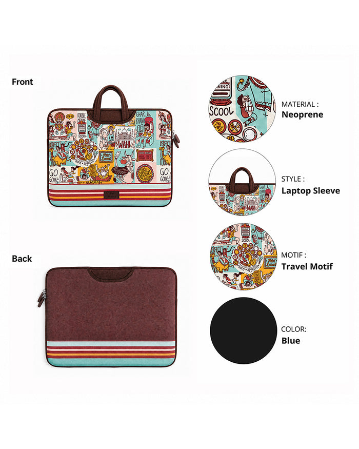 TEAL By Chumbak Indie Pop Laptop Sleeve - 13inch