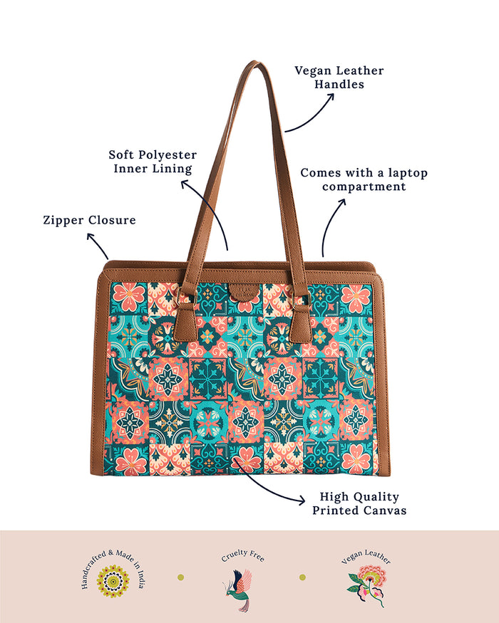 Teal by Chumbak | Moroccan Tiles Office Tote