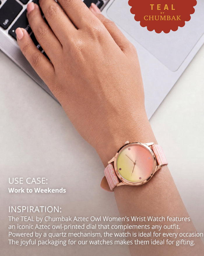 TEAL by Chumbak Ombre Aztec Watch-Peach
