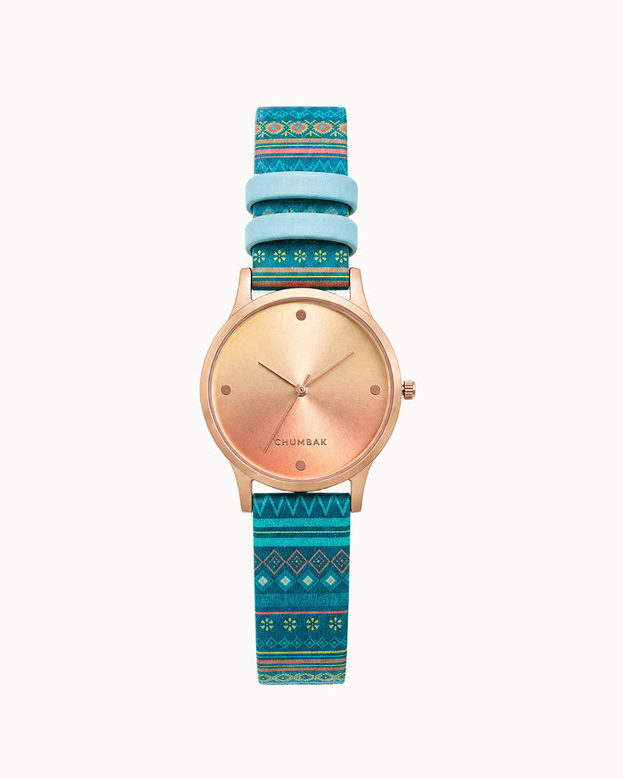TEAL by Chumbak Ombre Aztec Watch Teal