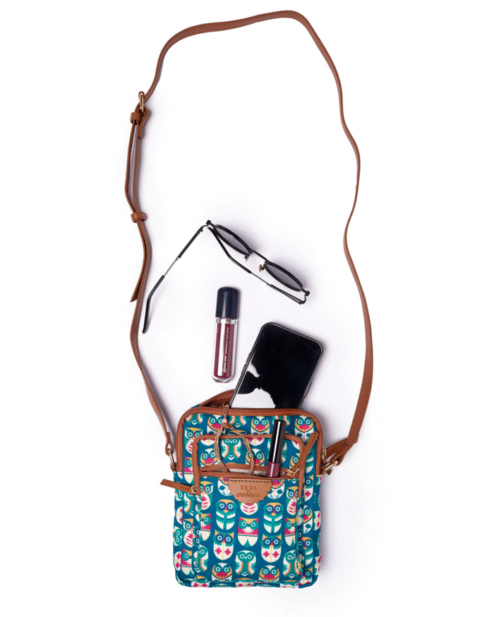 Teal by Chumbak Owl March Wallet Sling Bag