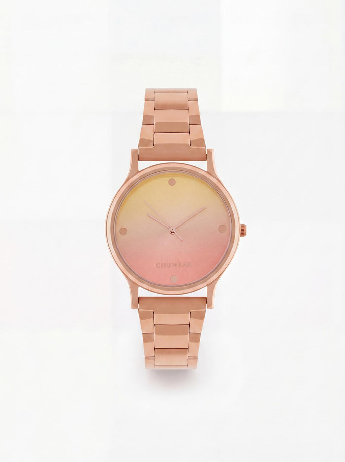 TEAL by Chumbak Sunset Ombre Watch, Metal link Strap
