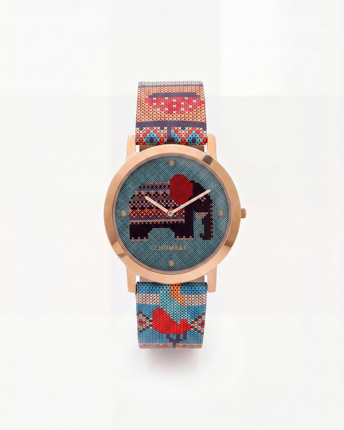 TEAL by Chumbak Tribal Elephant Aztec Watch