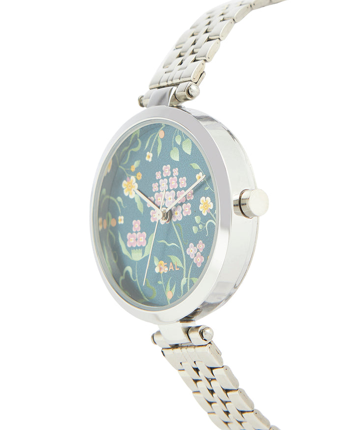 Teal by Chumbak Tropic Watch |Metal Link Strap - Navy
