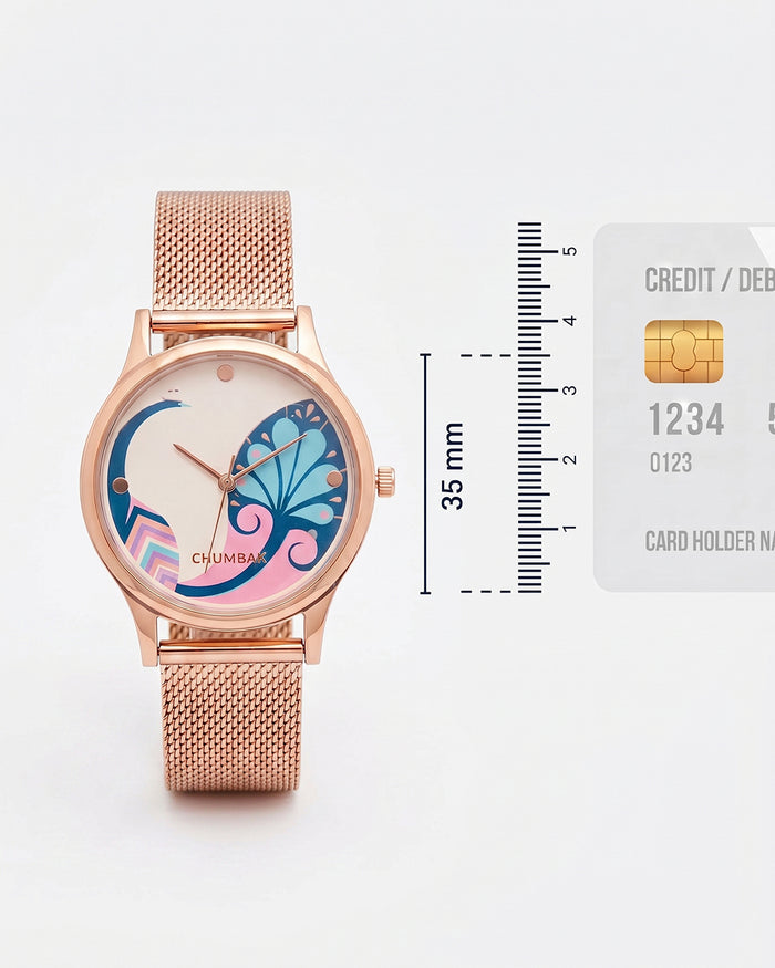 Teal By Chumbak |  Urban feathers Watch - Metal Mesh Strap