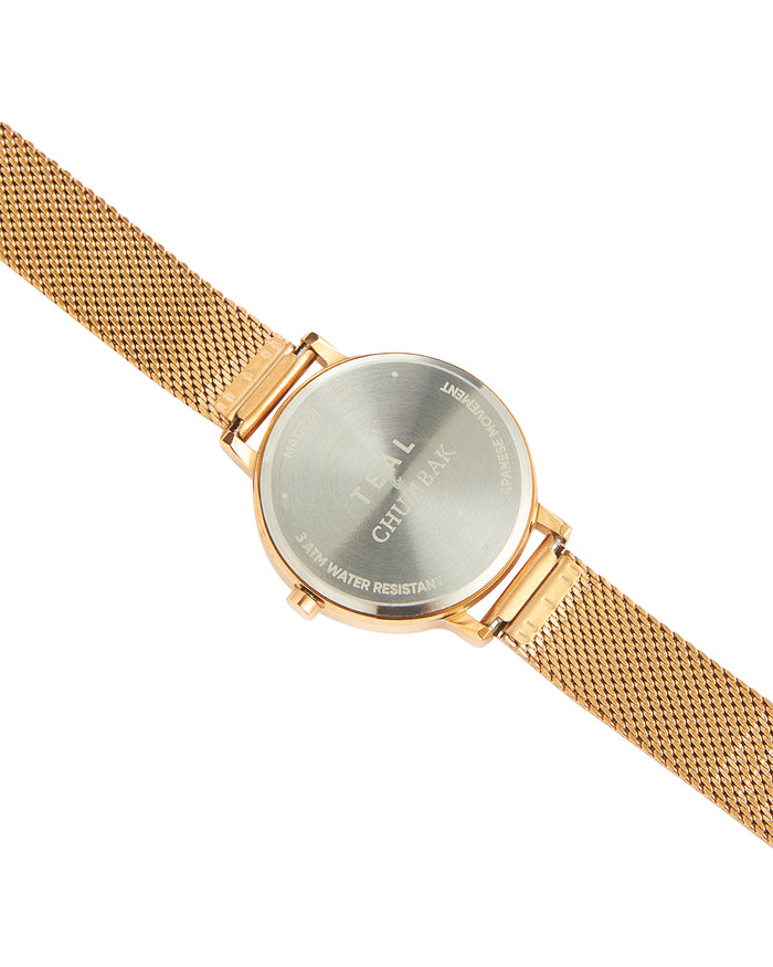 Teal by Chumbak Wildflower Watch Metal | Mesh Strap - Rose Gold