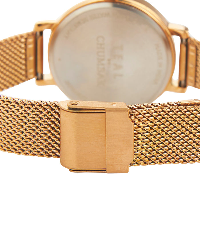 Teal by Chumbak Wildflower Watch Metal | Mesh Strap - Rose Gold