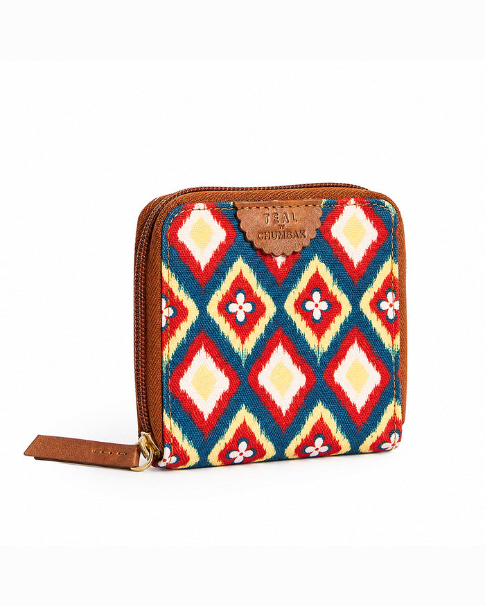 TealByChumbak Ikkat Glow Mini Wallet