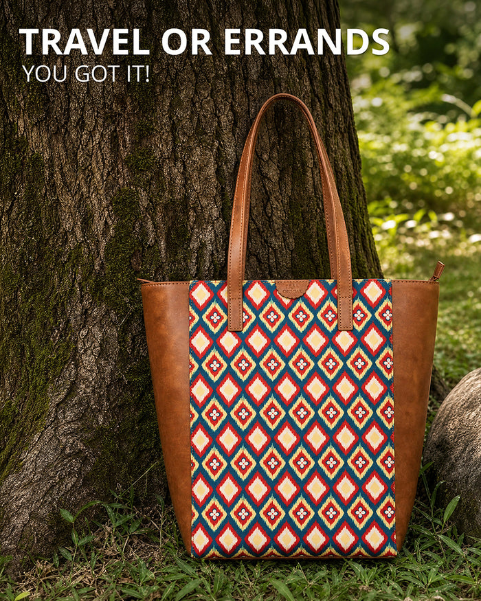 TealByChumbak Ikkat Glow Tote