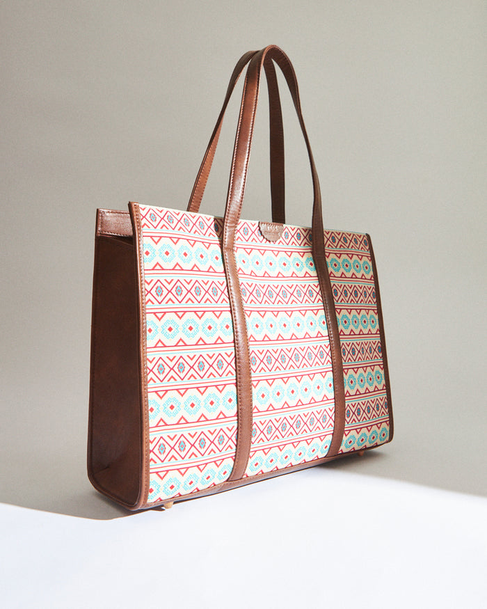 TealByChumbak Mercado Aztec Canvas Tote