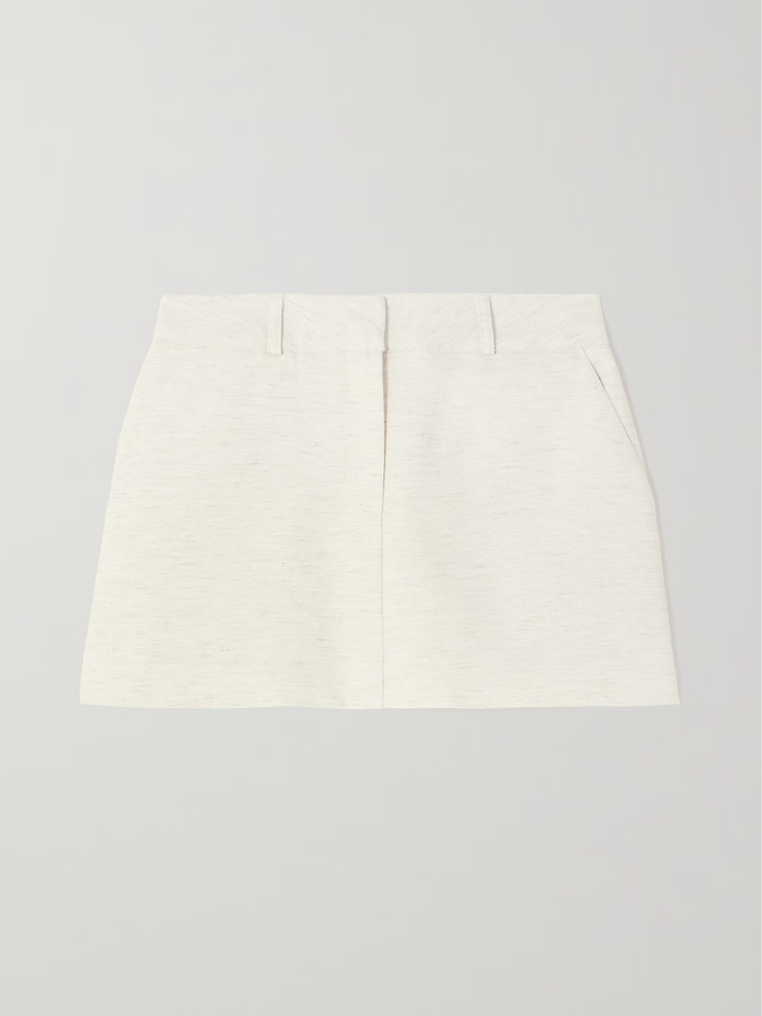 The Frankie Shop Isle Oatmeal Linen Mini Skirt