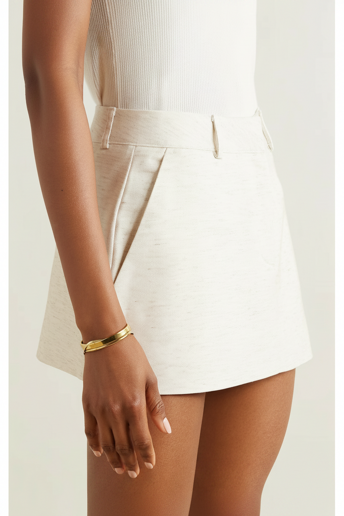 The Frankie Shop Isle Oatmeal Linen Mini Skirt