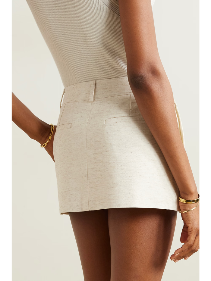 The Frankie Shop Isle Oatmeal Linen Mini Skirt