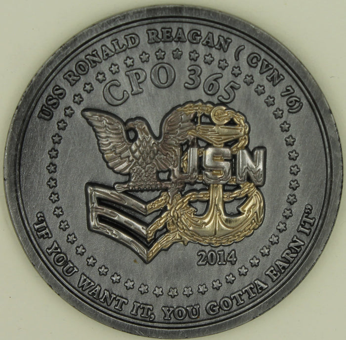 USS Ronald Reagan CVN-76 2014 Chiefs Mess Navy Challenge Coin