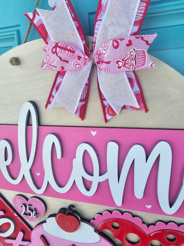 Valentines Day Cupcake Door Hanger