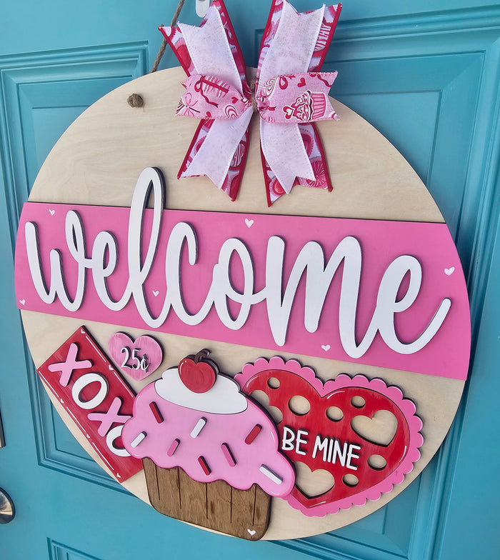 Valentines Day Cupcake Door Hanger