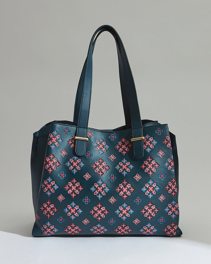 Vibrant Horizon Fashion Tote Bag – Teal Green