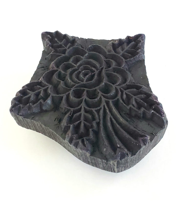 Carved Wooden Wallpaper Textile Stamp Block, Carnation Rose