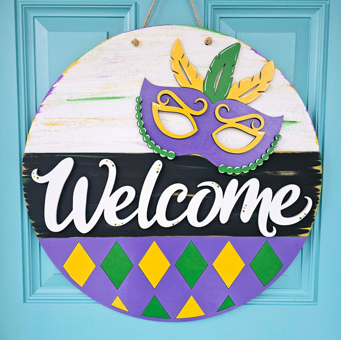 Welcome Mardi Gras Door Hanger-wholesale