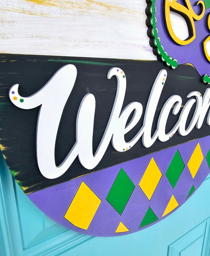 Welcome Mardi Gras Door Hanger-wholesale