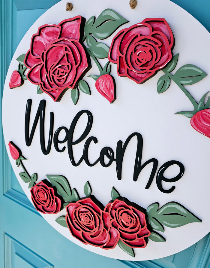 Welcome Rose Door Hanger