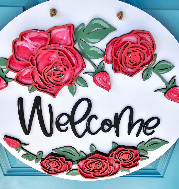 Welcome Rose Door Hanger
