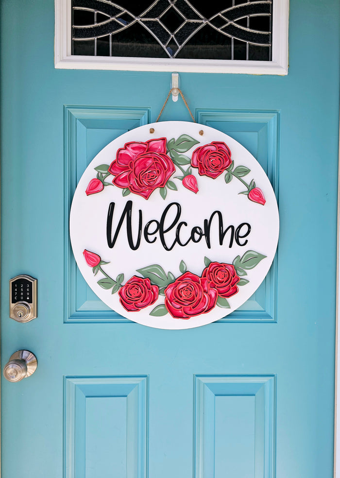 Welcome Rose Door Hanger