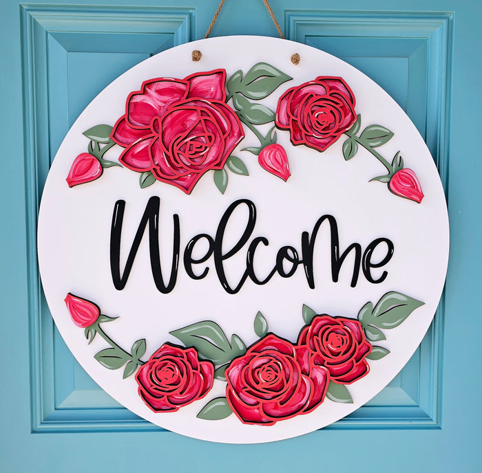 Welcome Rose Door Hanger