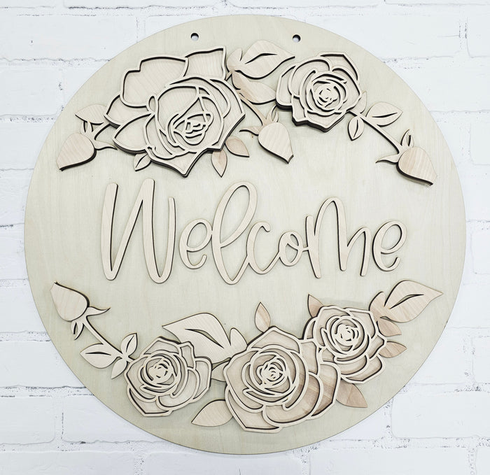 Welcome Rose Door Hanger
