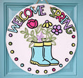 Welcome Spring Polka Dots Rainboot Door Hanger-wholesale