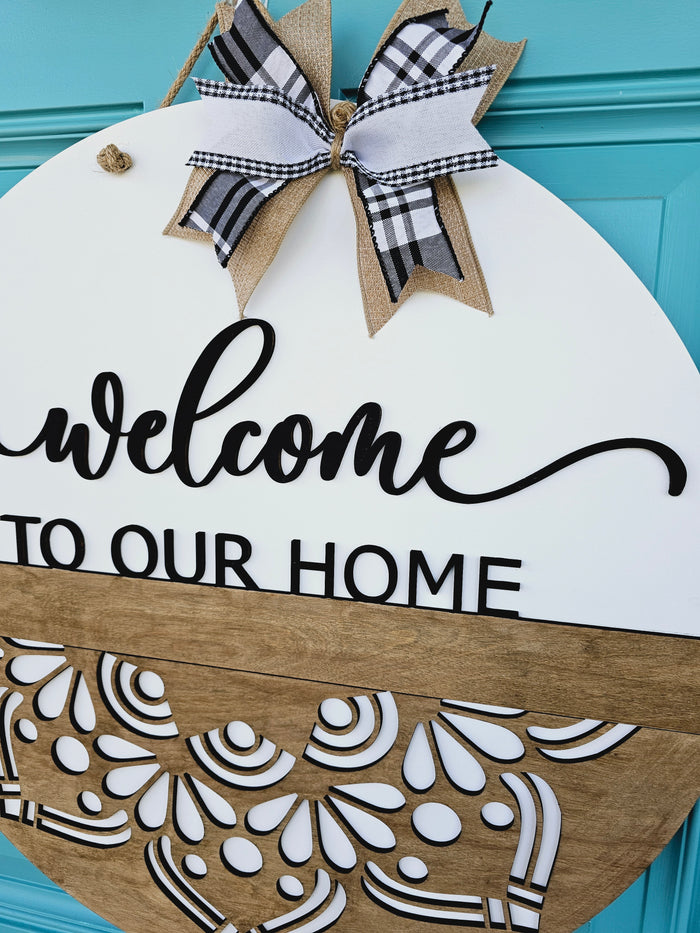 Welcome to our home Mandala Door Hanger