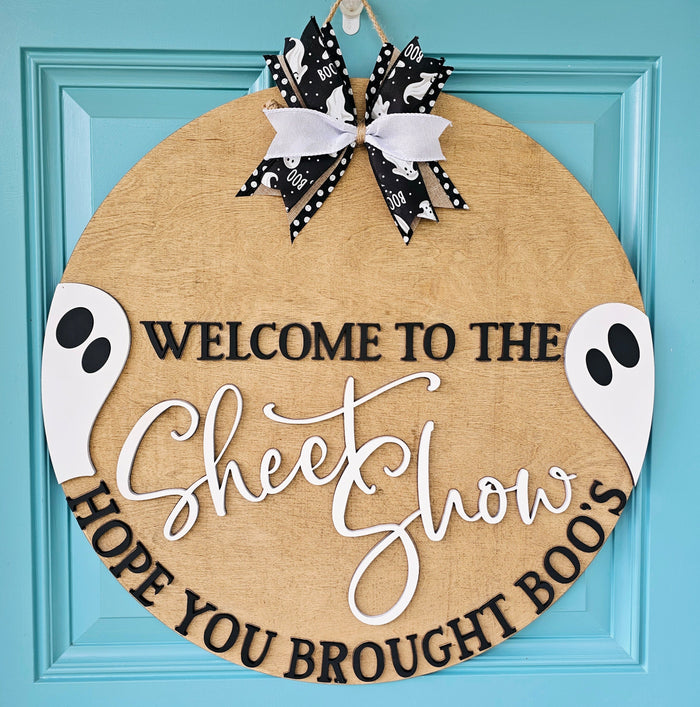 Welcome to the sheetshow Hope you brought boo's Door Hanger-wholesale