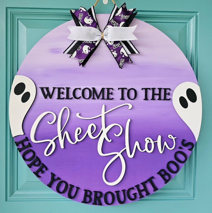 Welcome to the sheetshow Hope you brought boo's Door Hanger-wholesale