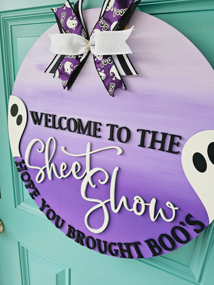 Welcome to the sheetshow Hope you brought boo's Door Hanger-wholesale