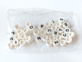 White Tile, Round 1 x 1, Alphabet Letters, 36 in Bag (Multipack)