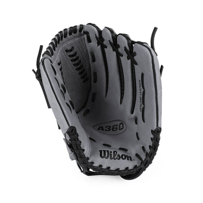Front palm view of Wilson A360 All Positions Slow Pitch 13" Glove.